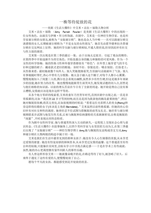 一株等待绽放的花——美剧《生活大爆炸》中艾米人物分析