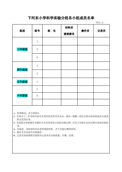 科学实验分组成员名单