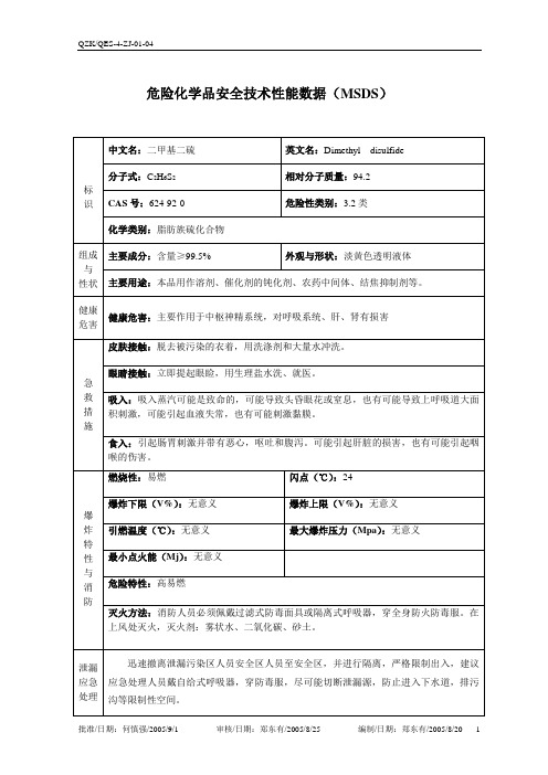 二甲基二硫(MSDS)