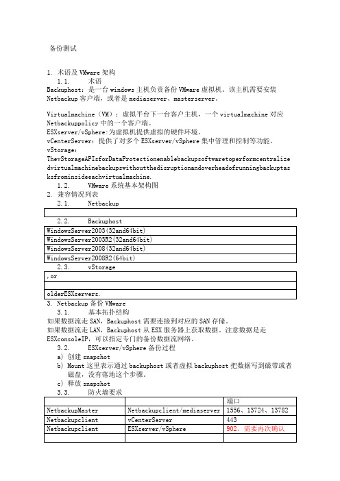 nbufor VMware 备份测试