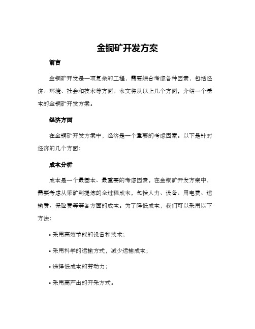 金铜矿开发方案