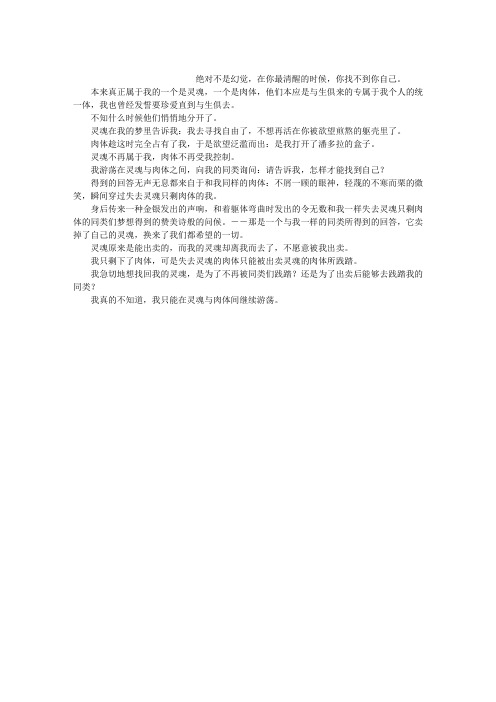 游荡在灵魂与肉体之间