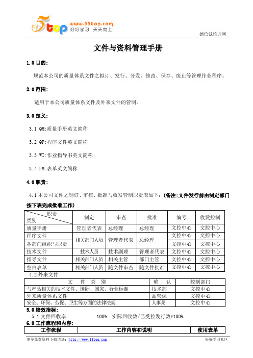 TS16949文件与资料管理手册