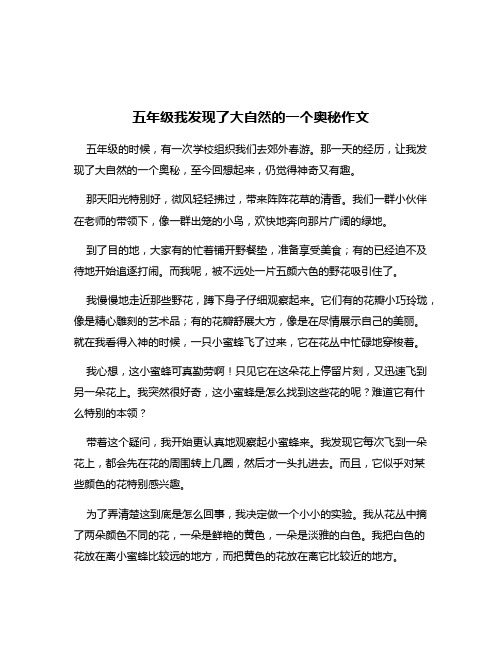 五年级我发现了大自然的一个奥秘作文