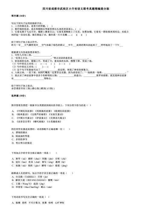 四川省成都市武侯区小升初语文联考真题精编提分版