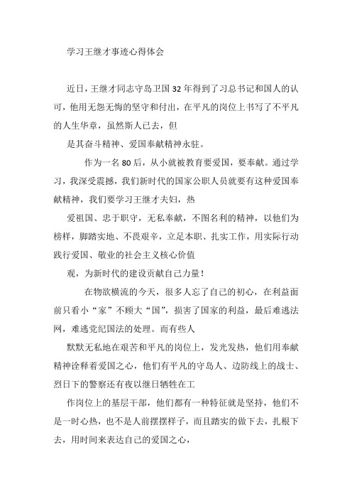 学习王继才事迹心得体会3篇