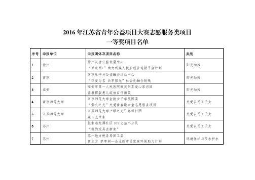 2016江苏青公益项目大赛志愿服务类项目一等奖项目