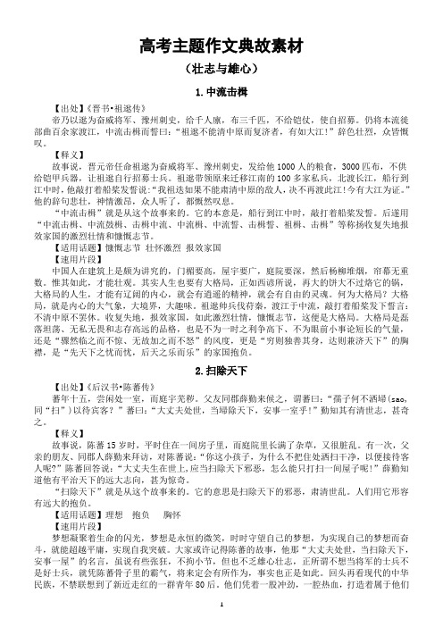 高中语文高考“壮志与雄心”主题作文典故素材(共8个)