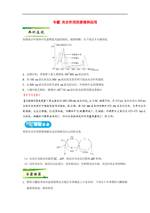 高考生物一轮复习 专题 光合作用的原理和应用每日一题