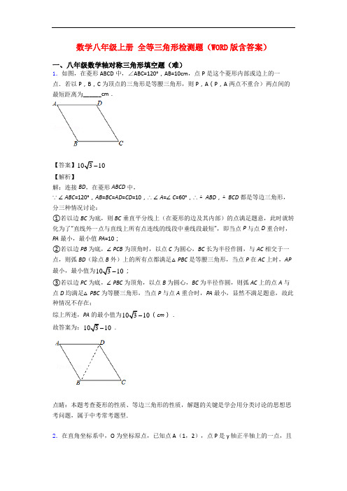 数学八年级上册 全等三角形检测题(WORD版含答案)