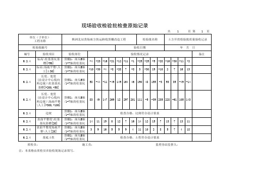 土方开挖检验批质量验收记录-原始记录