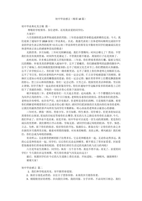 初中毕业感言(精彩10篇)