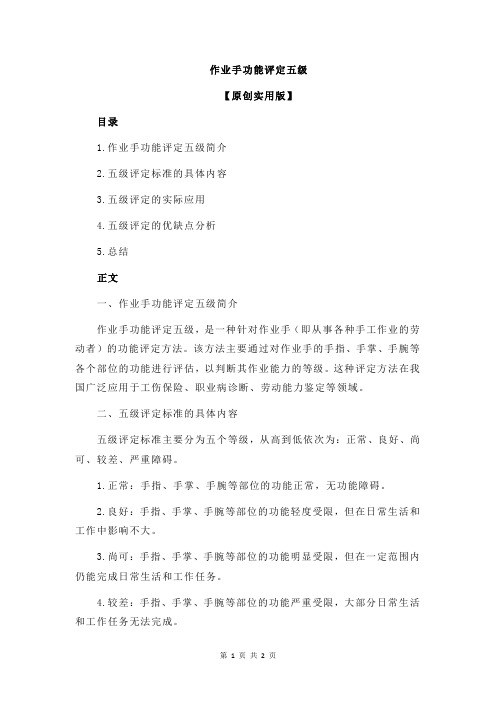 作业手功能评定五级