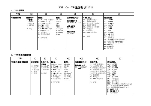 VP系列选型总表