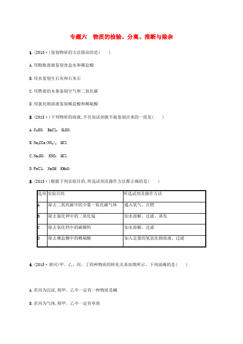 2017年中考化学专题复习_物质的检验、分离、推断与除杂