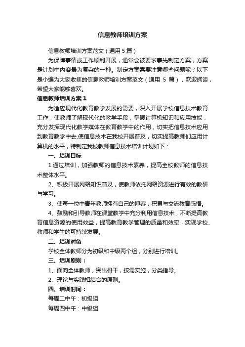 信息教师培训方案