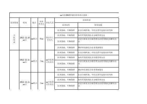 大队培训计划表模板