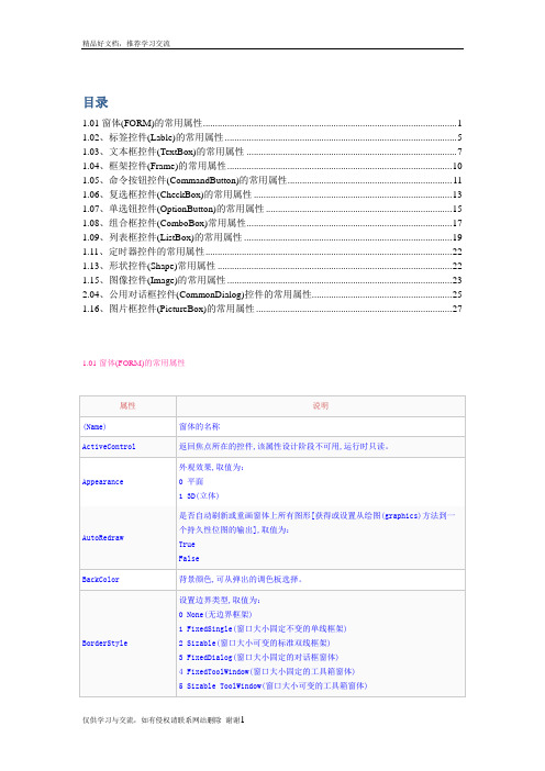 最新excelvba控件属性大全