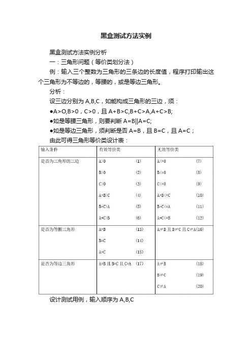 黑盒测试方法实例