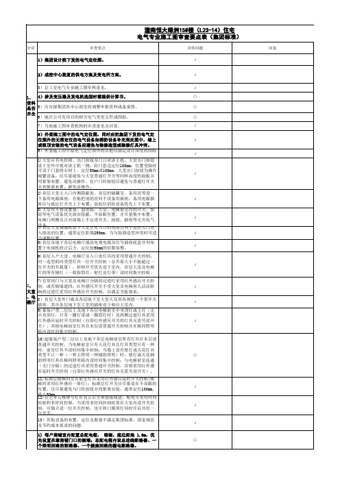 潼南恒大绿洲15#楼(L23-14户型)住宅-电气专业施工图审查要点表(回复)