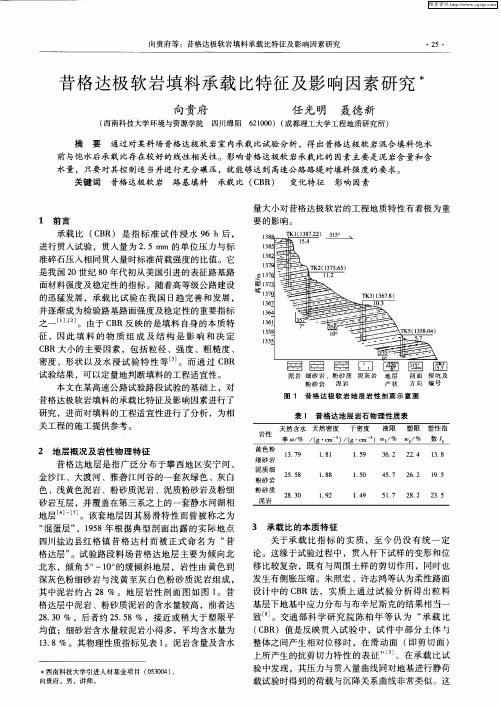 昔格达极软岩填料承载比特征及影响因素研究