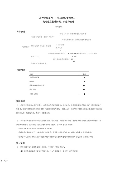 【精品】北京高考第二轮综合专题复习电磁感应专题复习一