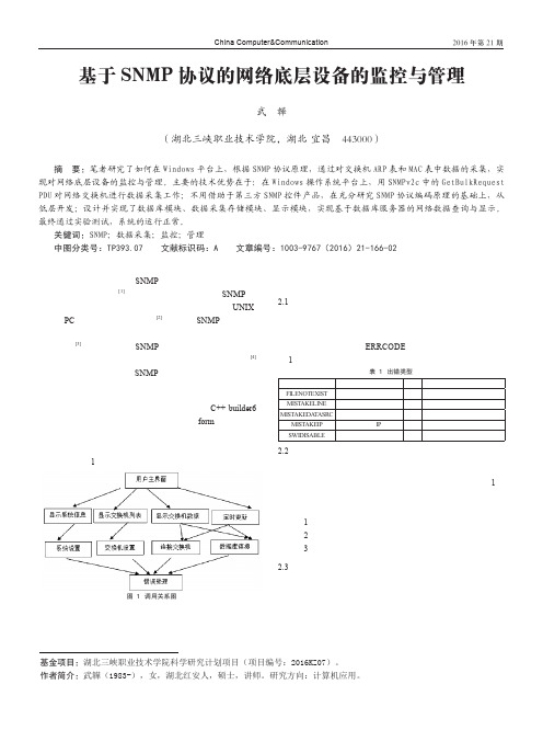 基于SNMP协议的网络底层设备的监控与管理