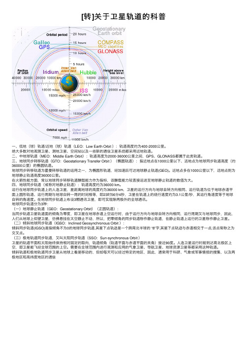 [转]关于卫星轨道的科普