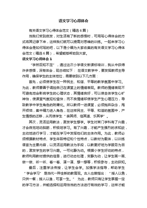 有关语文学习心得体会范文（精选6篇）