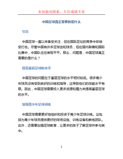 中国足球真正需要的是什么
