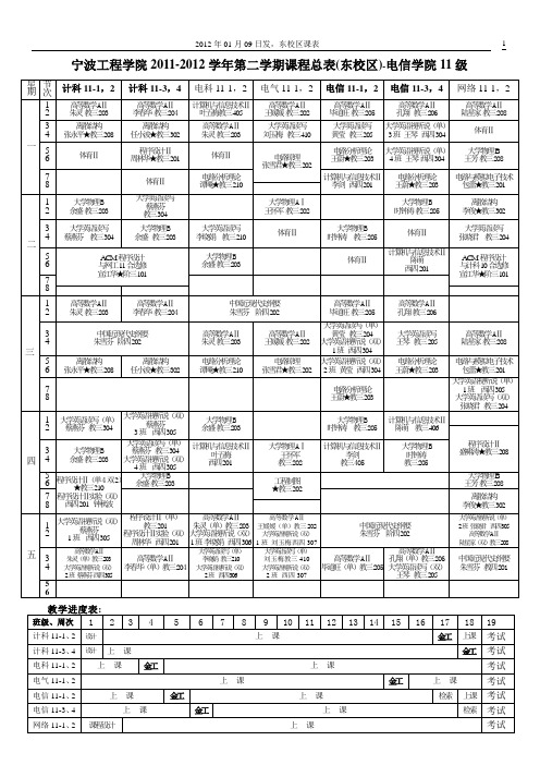 宁波工程学院 11-12(二)电信学院课表【2012[1]】.doc