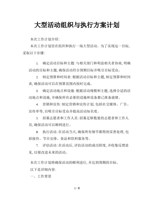 大型活动组织与执行方案计划