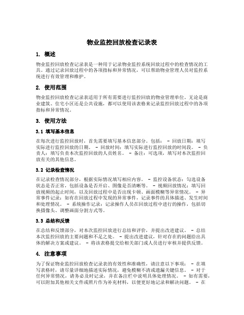 物业监控回放检查记录表