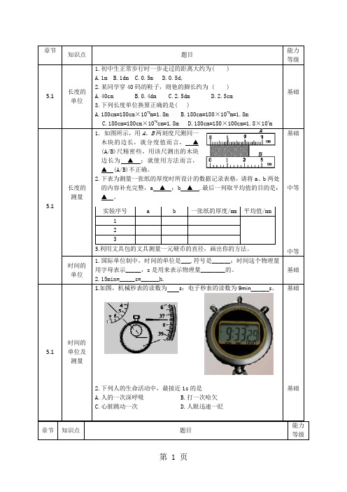 苏科版八年级上册物理第5章知识点汇总(无答案)