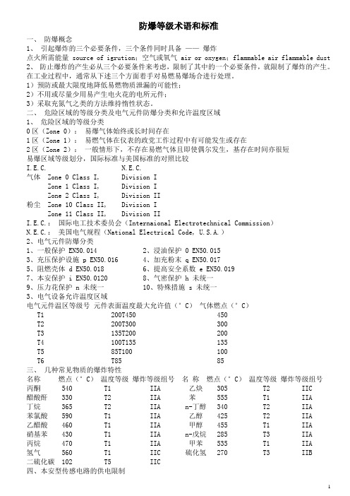 防爆等级术语和标准