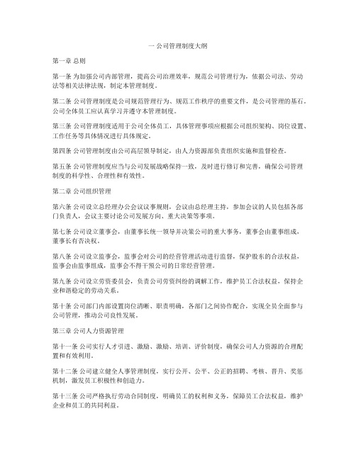 一 公司管理制度大纲