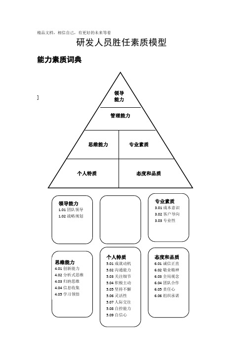 华为研发人员胜任素质模型