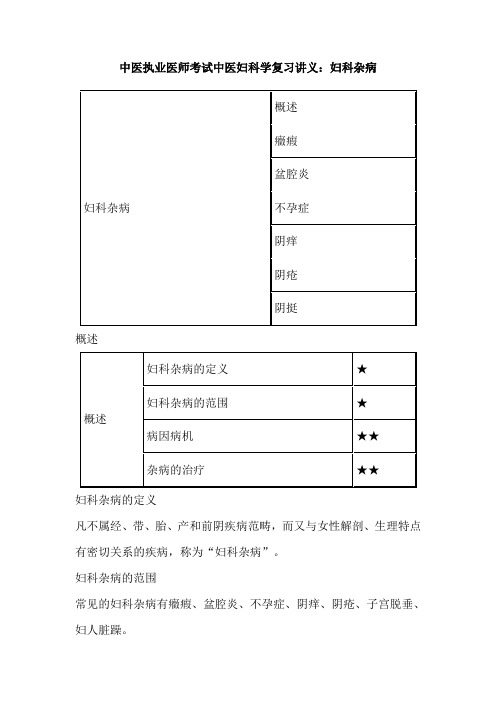 中医执业医师考试中医妇科学复习讲义：妇科杂病