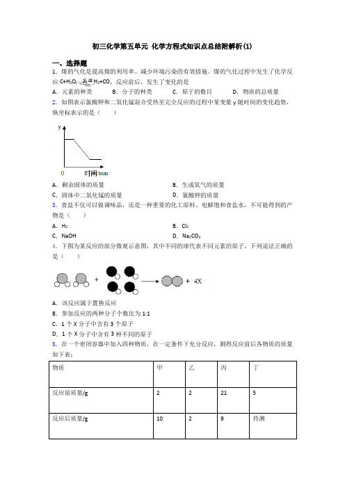 初三化学第五单元 化学方程式知识点总结附解析(1)