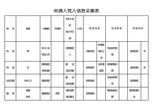 申请入党人信息采集表