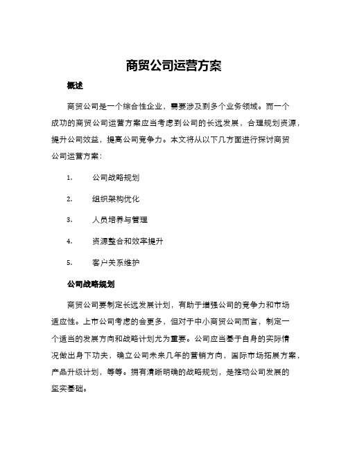 商贸公司运营方案