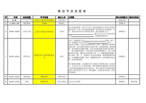 舞台节目流程