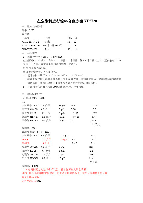 在定型机进行涂料套色方案VF2720