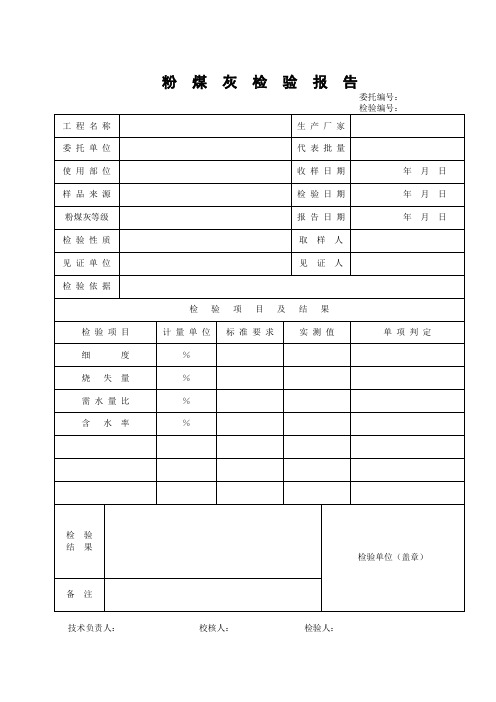 粉煤灰检验报告