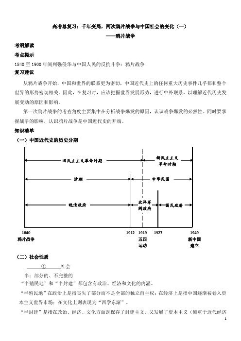 历史高考总复习：千年变局：两次鸦片战争与中国社会的变化(一)知识讲解