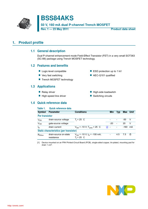 BSS84AKS,115;中文规格书,Datasheet资料