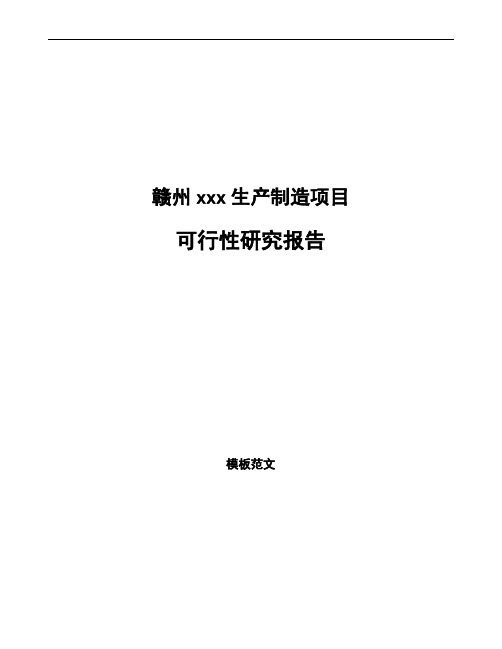 赣州项目可行性研究报告参考通用模板