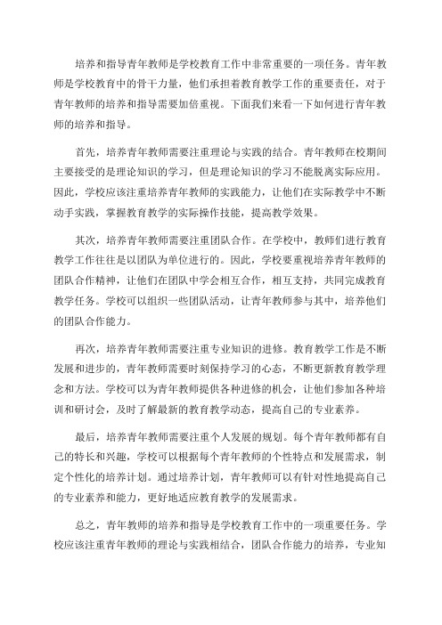 培养指导青年教师材料