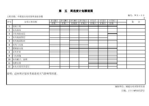 周进度计划横道图表格五周