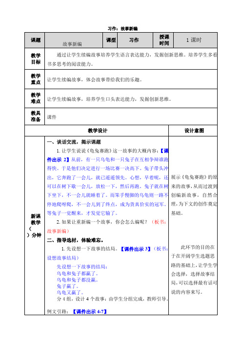 部编人教版四年级语文下册习作《故事新编》优质教案